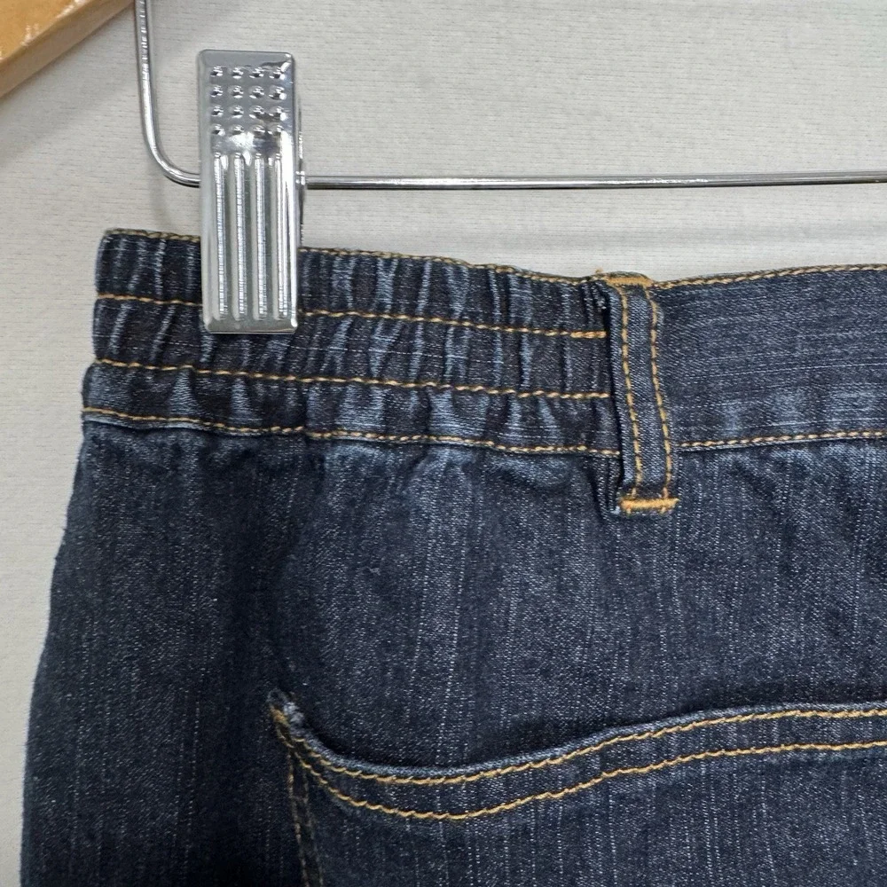 Ruby Rd. Side Elastic Straight Leg Women's size 12 Dark Wash Blue Denim Jeans
